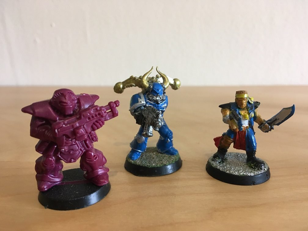 One armed Chaos Space Marine, and friends