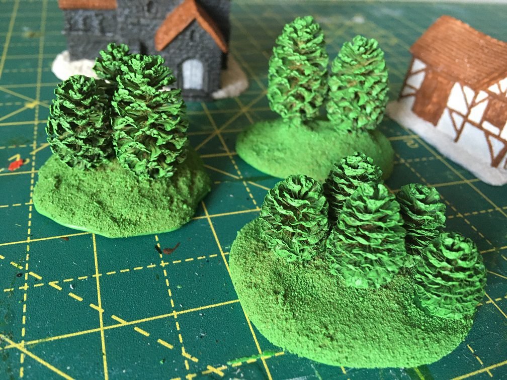 sand and green spray applied to 6mm trees