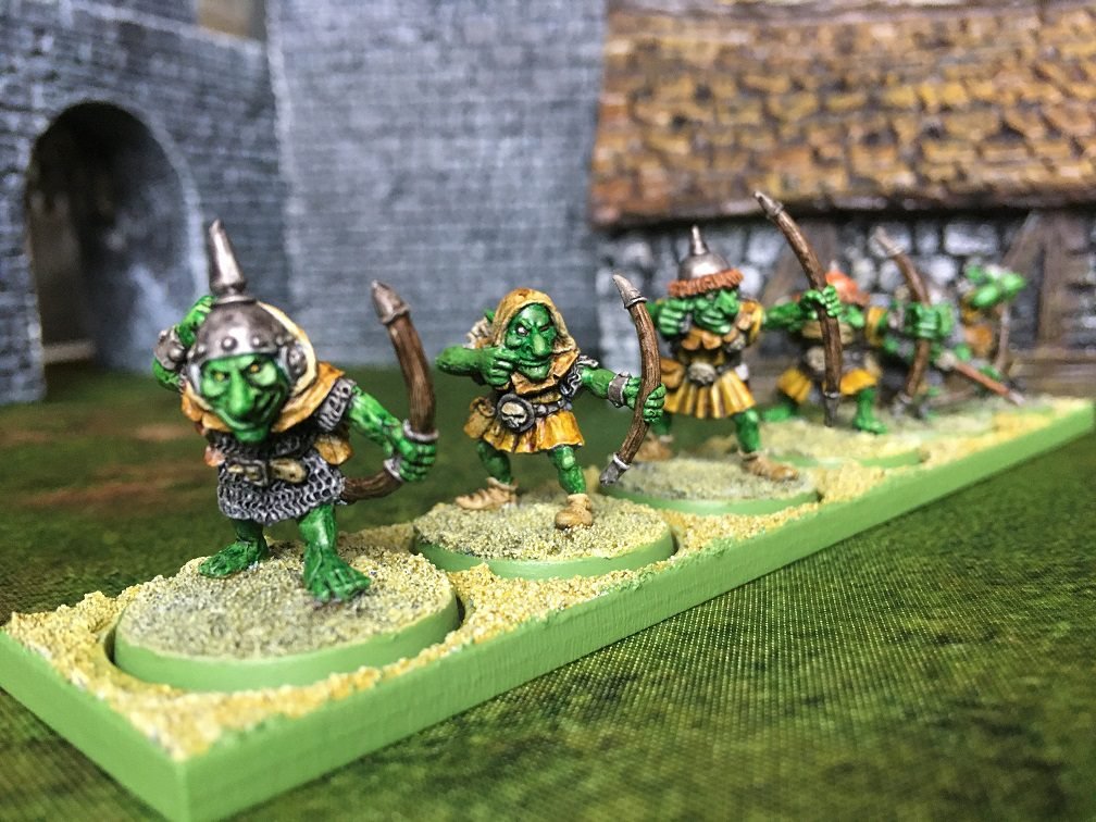 Goblin archers in Warbases movement tray