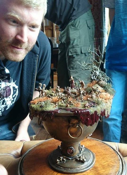 Orlygg comes face to face with the Chalice of Doom diorama at the first Oldhammer gathering